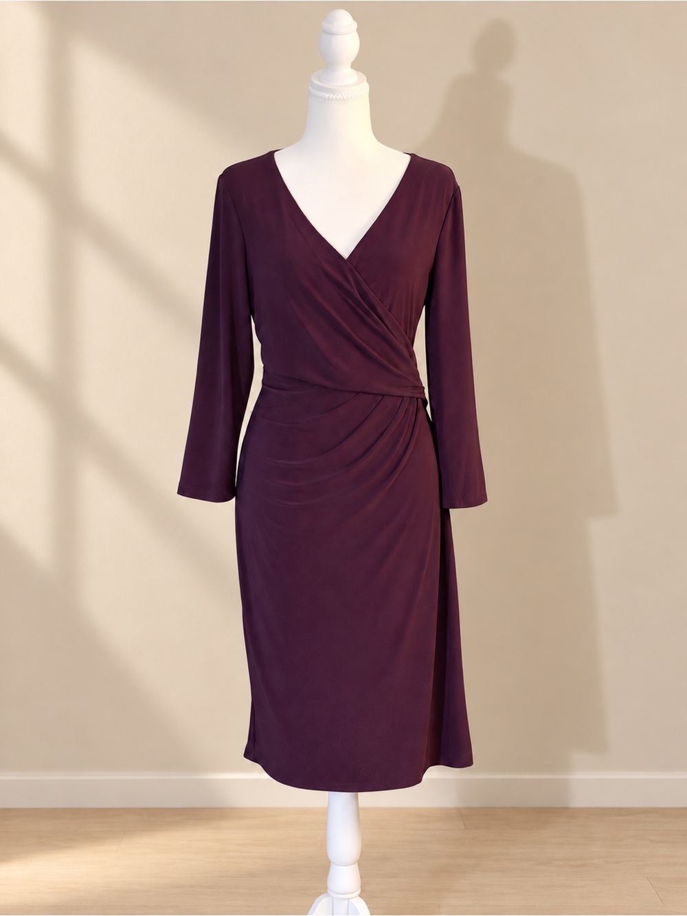 Lauren Ralph Lauren Plum Faux Wrap Dress 12